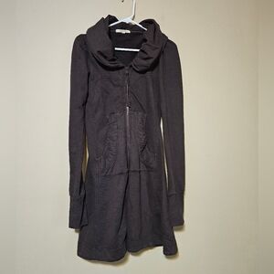 Prairie Underground Vintage Brown Long Cloak Hoodie Sweater Coat Size XS Zip-up